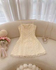 ĐẦM REN HỌA TIẾT 2 DÂY CHỮ A