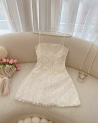 ĐẦM REN HỌA TIẾT 2 DÂY CHỮ A