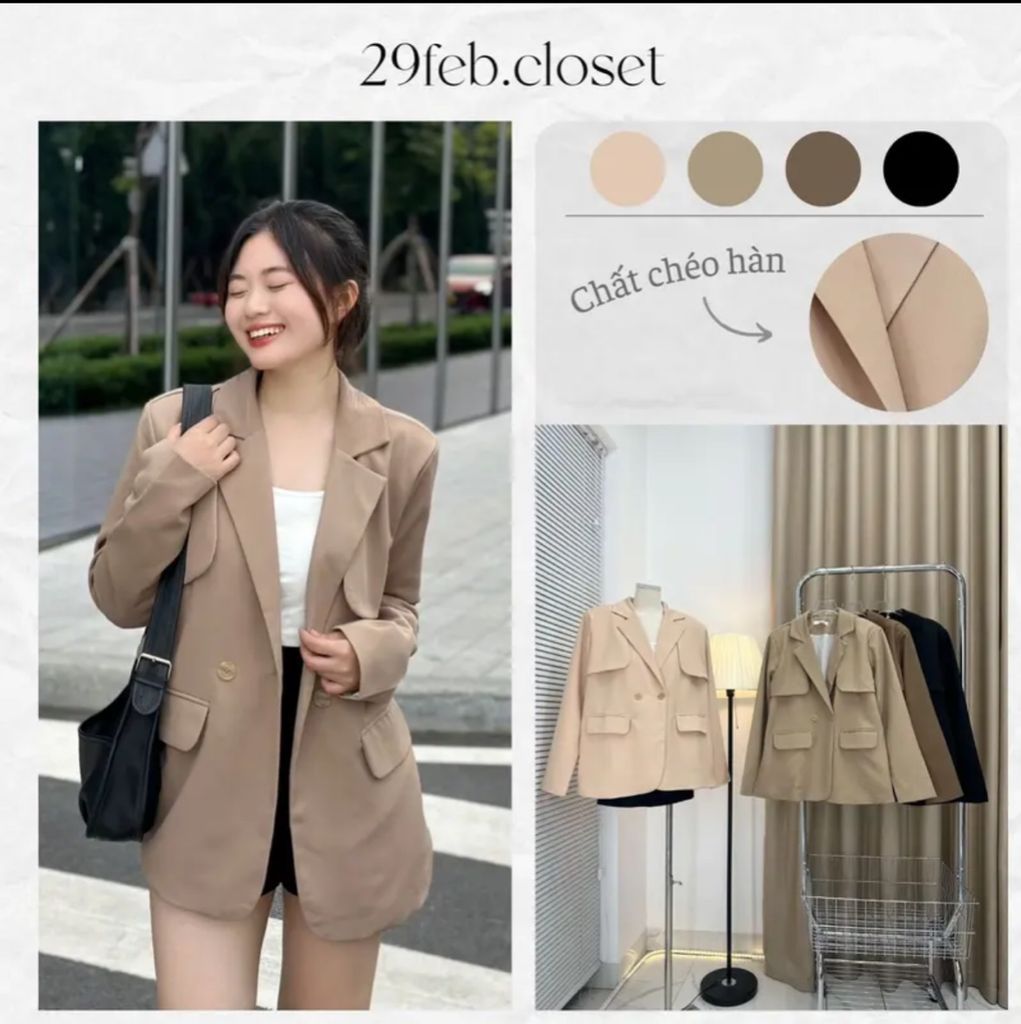 ÁO KHOÁC VEST BLAZER TAY DÀI CÁCH ĐIỆU DÁNG DÀI