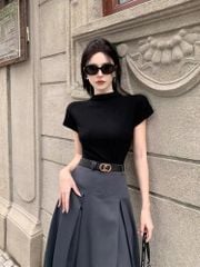 CHÂN VÁY XẾP LI CHÉO XƯỚC DÁNG A DÀI