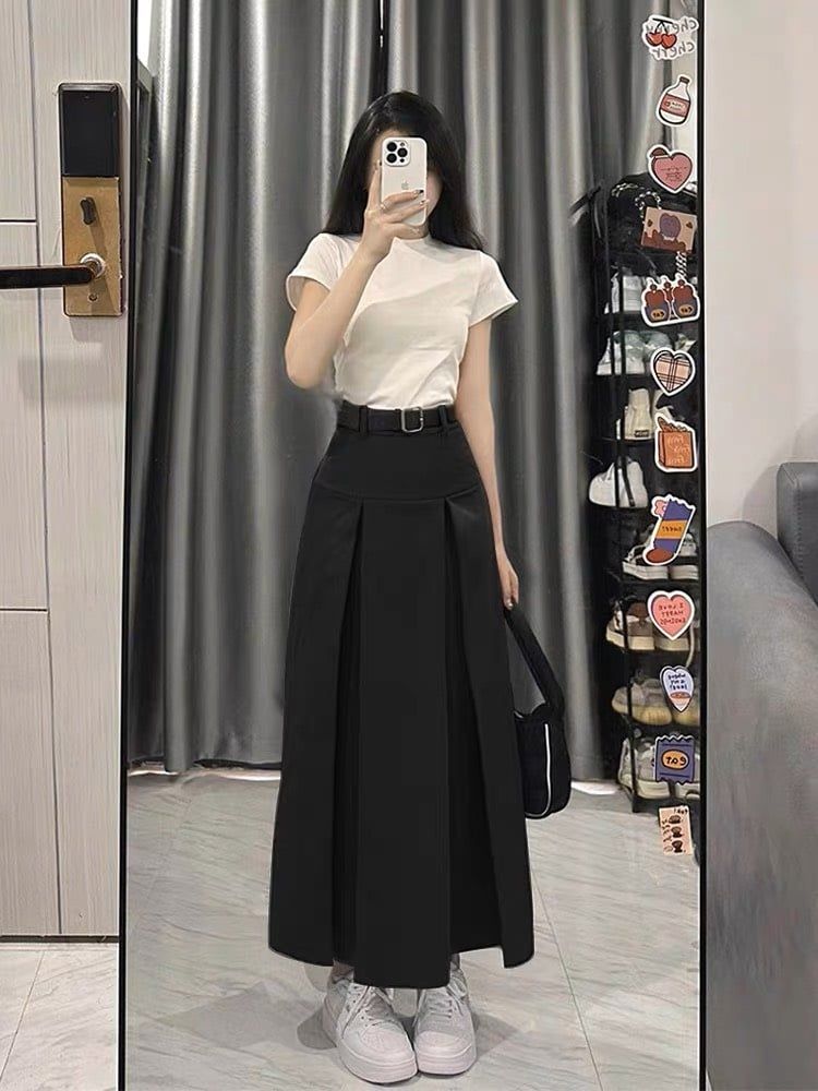 CHÂN VÁY XẾP LI CHÉO XƯỚC DÁNG A DÀI