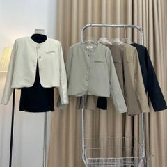 ÁO KHOÁC VEST BLAZER TRƠN KHUY ĐỒNG CỔ TRÒN 1 TÚI