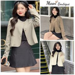 ÁO KHOÁC VEST BLAZER TRƠN KHUY ĐỒNG CỔ TRÒN 1 TÚI