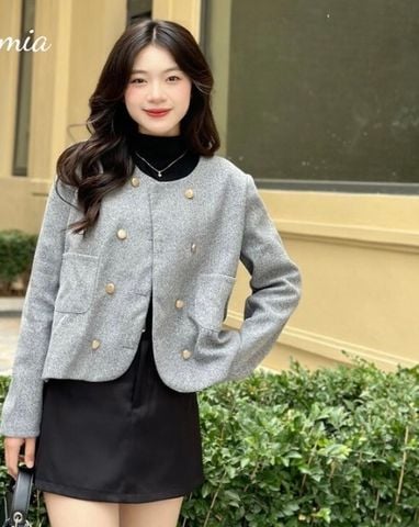 ÁO KHOÁC DẠ 2 HÀNG KHUY ĐỒNG DÁNG LỬNG