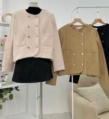 ÁO KHOÁC DẠ 2 HÀNG KHUY ĐỒNG DÁNG LỬNG