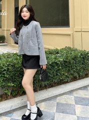 ÁO KHOÁC DẠ 2 HÀNG KHUY ĐỒNG DÁNG LỬNG