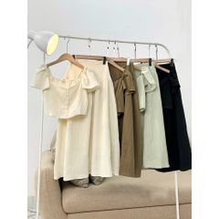 SET ÁO CỔ U KÈM CHÂN VÁY XÒE DÁNG DÀI ĐŨI GÂN