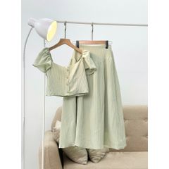 SET ÁO CỔ U KÈM CHÂN VÁY XÒE DÁNG DÀI ĐŨI GÂN