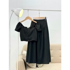 SET ÁO CỔ U KÈM CHÂN VÁY XÒE DÁNG DÀI ĐŨI GÂN