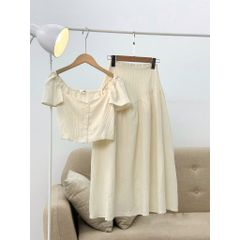 SET ÁO CỔ U KÈM CHÂN VÁY XÒE DÁNG DÀI ĐŨI GÂN