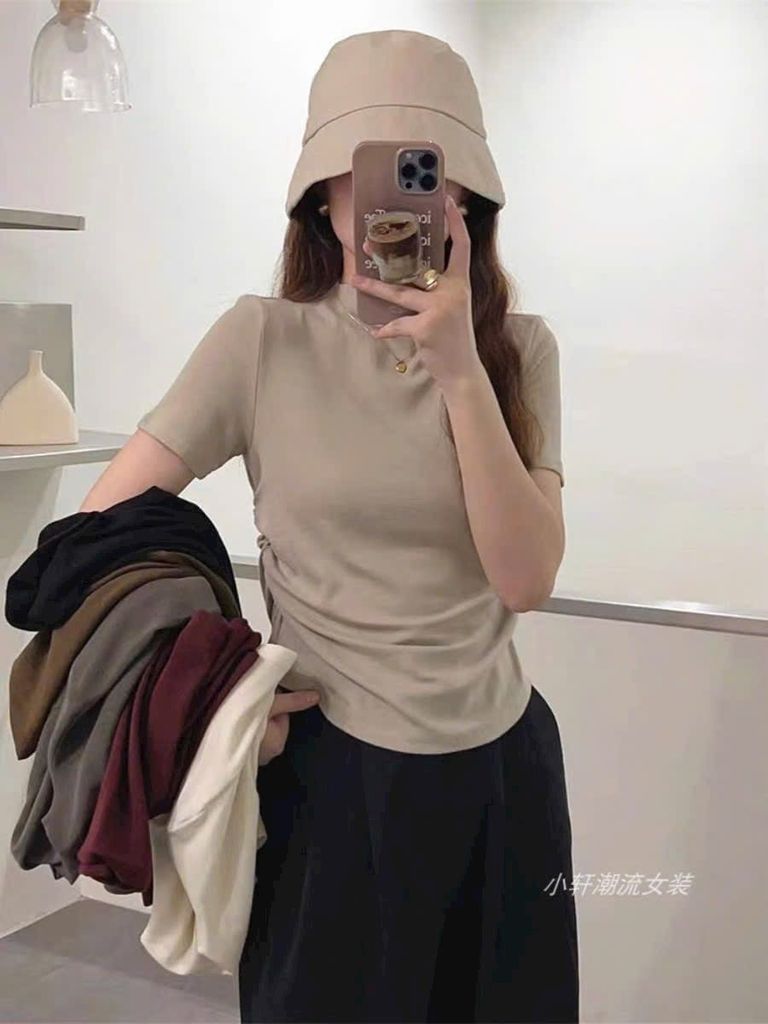 ÁO THUN CỔ LỌ NHÚN EO HAI BÊN