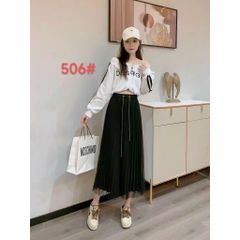 CHÂN VÁY REN KÈM DÂY NƠ ÁNH KIM DÁNG DÀI