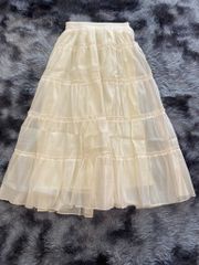 CHÂN VÁY TẦNG XÒE DÁNG DÀI TƠ ÓNG ÁNH