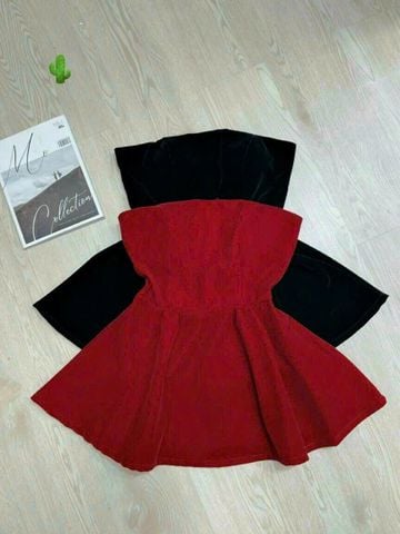 ÁO ỐNG NHUNG XÒE ĐỎ