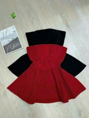 ÁO ỐNG NHUNG XÒE ĐỎ