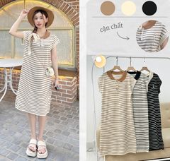 ĐẦM SUÔNG DÀI TỔ ONG PHỐI CỔ MÀU THÊU THỎ