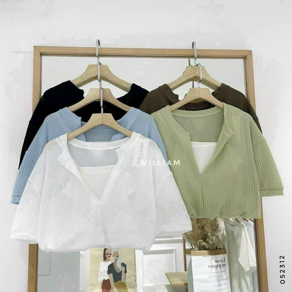 ÁO LEN BÍ PHỐI ÁO 2 DÂY TRẮNG