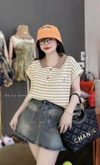 ÁO THUN TỔ PHỐI CỔ MÀU THÊU THỎ