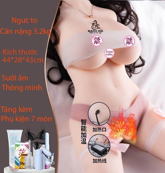  Búp bê tình dục bán thân có chân khuôn xương tích hợp sưởi ấm 