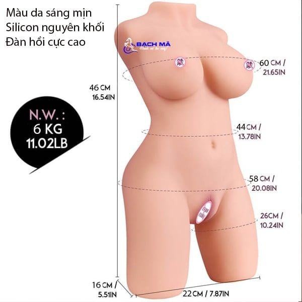  Búp bê tình dục bán thân Silicon khuôn xương tùy chỉnh 6kg 