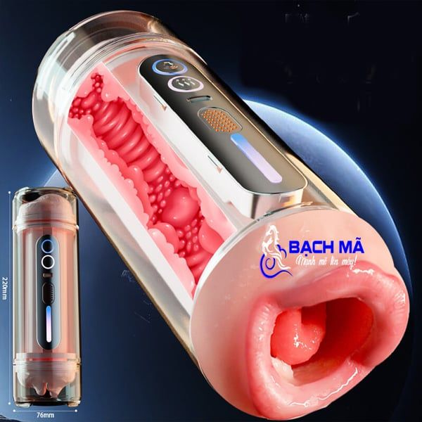  Cốc âm đạo giả và miệng 2 đầu trong suốt rung rên nhiệt 