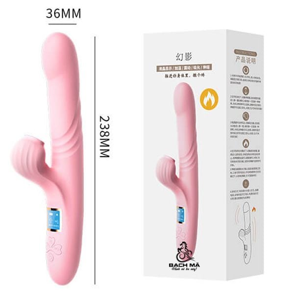  Dương vật giả silicon rung thụt hút nhiệt ấm nóng 