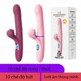  Dương vật giả silicon rung thụt hút nhiệt ấm nóng 