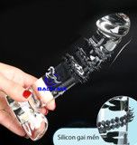  Dương Vật Giả Thủy Tinh Trong Suốt Crystal Cầm Tay Gai Mềm Size Lớn 