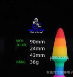  Phích cắm hậu môn silicon cầu vòng - Rainbow size lớn-trung 