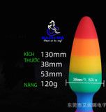  Phích cắm hậu môn silicon cầu vòng - Rainbow size lớn-trung 