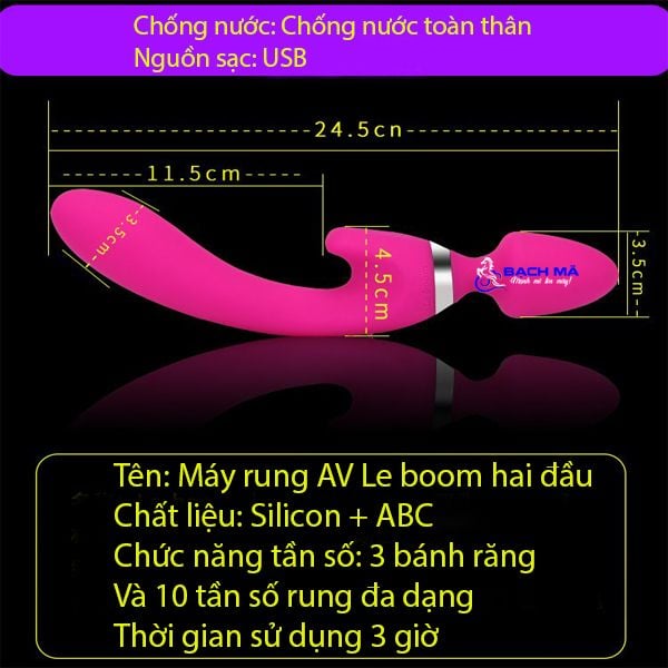  Máy rung âm đạo kích thích điểm G cho nữ 2 đầu chính hãng AV 