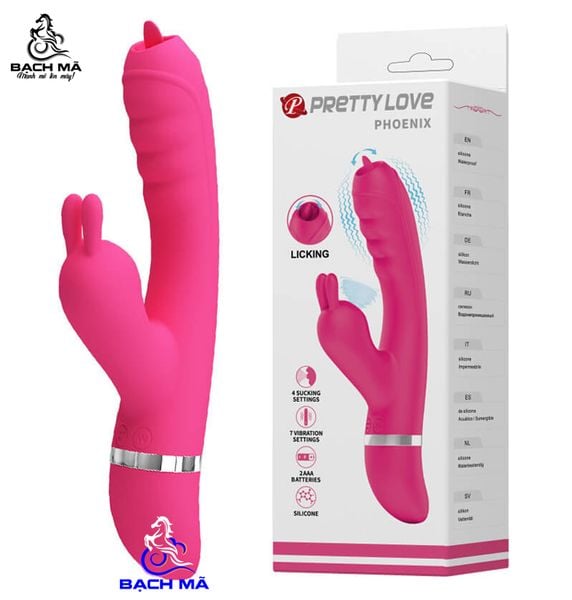  Máy rung Pretty Love Phoenix 2 đầu kèm lưỡi liếm và rung hút 