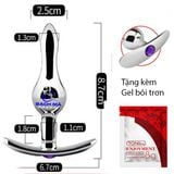 Phích cắm hậu môn inox đính đá phát sáng đầu nhọn size nhỏ 