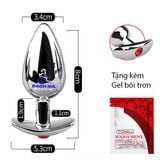  Phích cắm hậu môn inox đính đá phát sáng đế dài size trung 