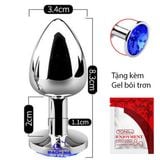  Phích cắm hậu môn inox đính đá phát sáng size trung 