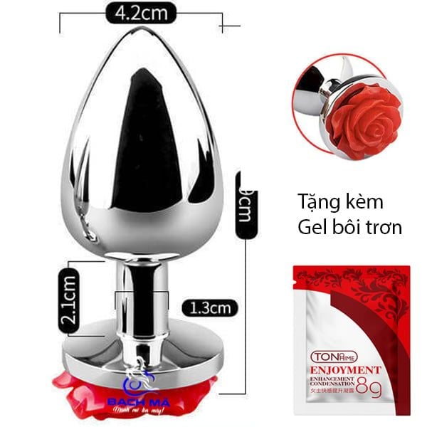  Phích cắm hậu môn inox hoa hồng size lớn giá rẻ 