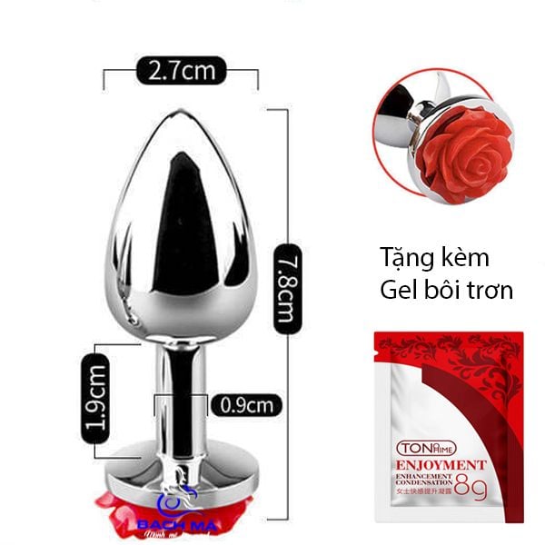  Phích cắm hậu môn inox hoa hồng size nhỏ giá rẻ 
