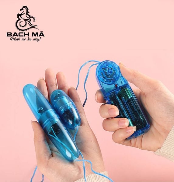  Trứng rung mini 2 đầu màu xanh trong suốt giá rẽ 