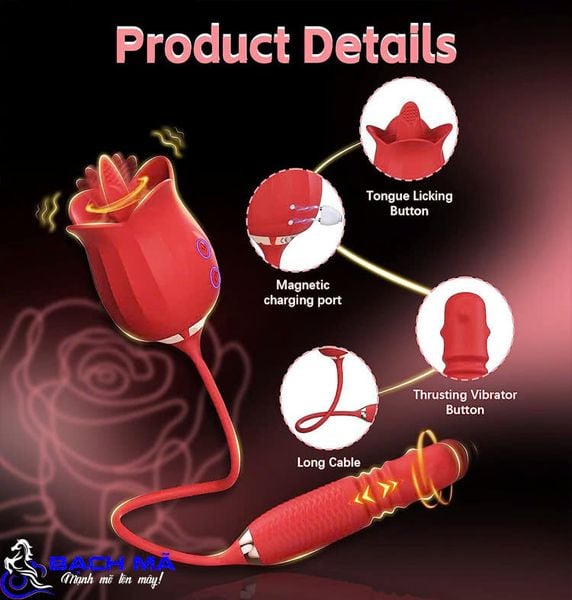 Trứng rung tình yêu 2 đầu hoa hồng cao cấp chính hãng 