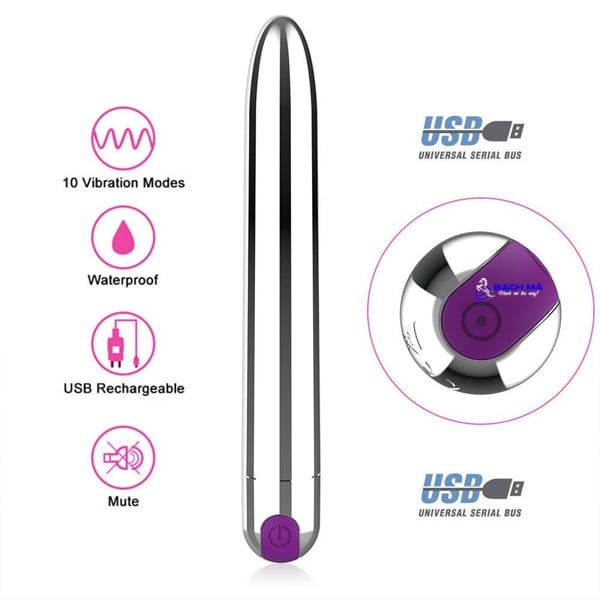  Trứng rung tình yêu inox hình viên đạn size lớn rung 10 chế độ 