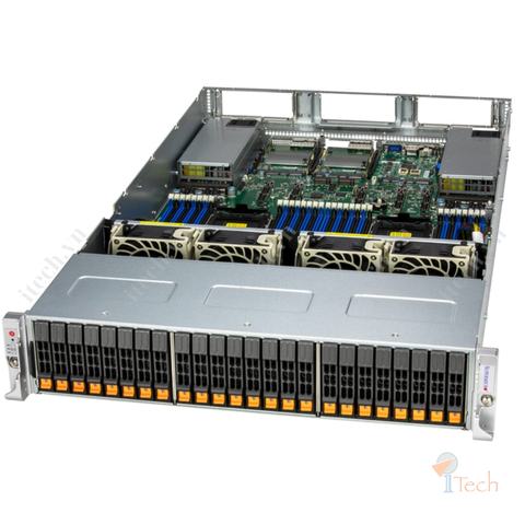 Supermicro CloudDC SuperServer SYS-222C-TN (2U CloudDC with DC-MHS, 24 hot-swap 2.5” NVMe/SATA/SAS bays, 6 PCIe 5.0 x16/x8 slots and 2 PCIe 5.0 x16 AIOM slots)