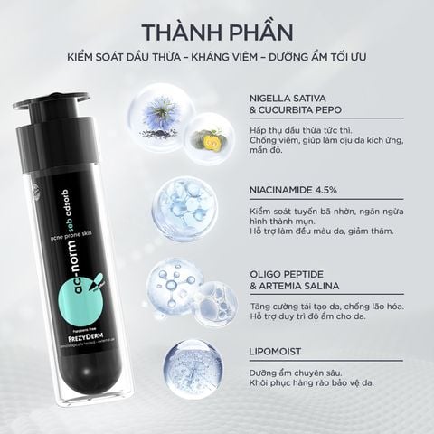 Kem dưỡng kiềm dầu và kiểm soát bã nhờn Frezyderm AC-Norm Seb Adsorb 50 ml
