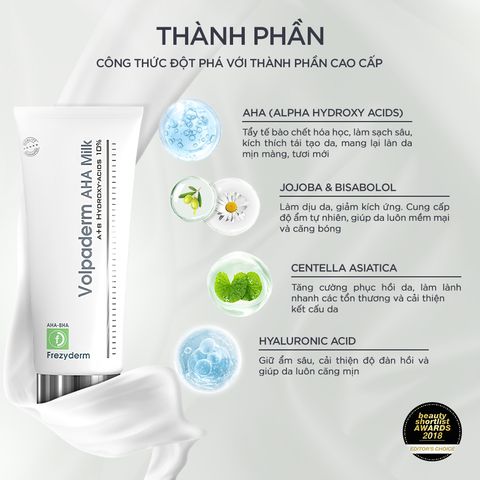 Sữa dưỡng thể kết hợp tẩy tế bào chết Frezyderm Volpaderm AHA Milk 200ml