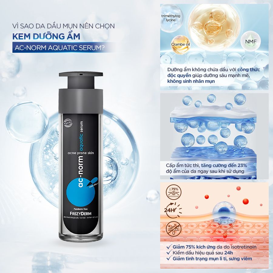 Serum dưỡng ẩm không chứa dầu, giảm kích ứng cho da nhạy cảm Frezyderm Aquatic Serum 50ml