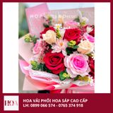  Hoa Hồng Nhung Mix Hoa Sáp Tone Đỏ Hồng 