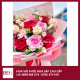  Hoa Hồng Nhung Mix Hoa Sáp Tone Đỏ Hồng 