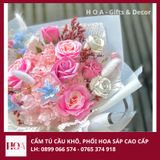  Bó Hoa Khô, Phối Hoa Sáp Cao Cấp Tone Hồng Pastel H01 