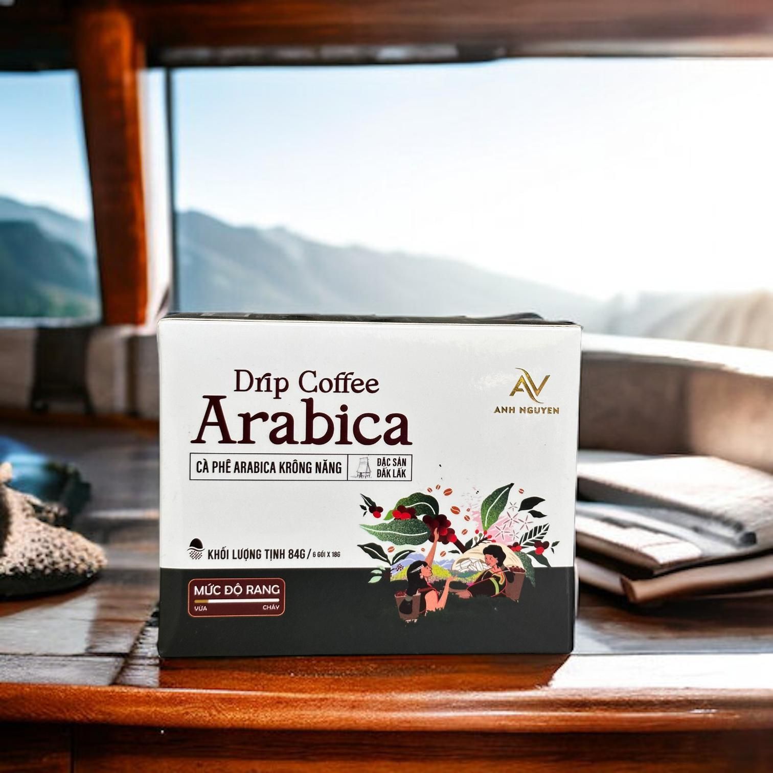  Cà phê phin giấy Anh Nguyên 100% Arabica - hộp 6 gói 