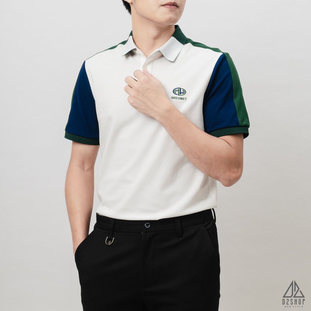 Áo polo viền vai xanh lá GREOMET