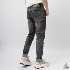 Quần jean xám đậm rách túi đập nổi iE